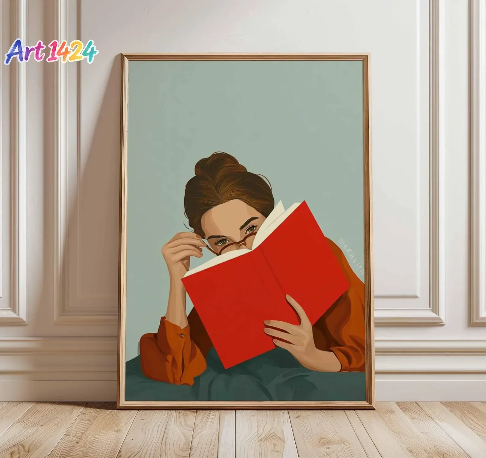 Art Book Illustration - Gambar Dinding Seorang Wanita Sedang Membaca